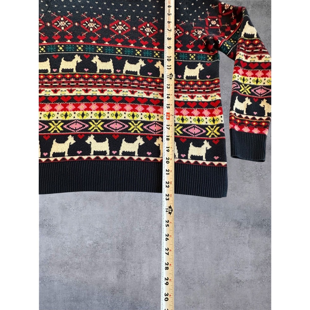 Charter Club Sweater Womens PM Navy Fair Isle Scottie Dog Embellished - Picture 3 of 13